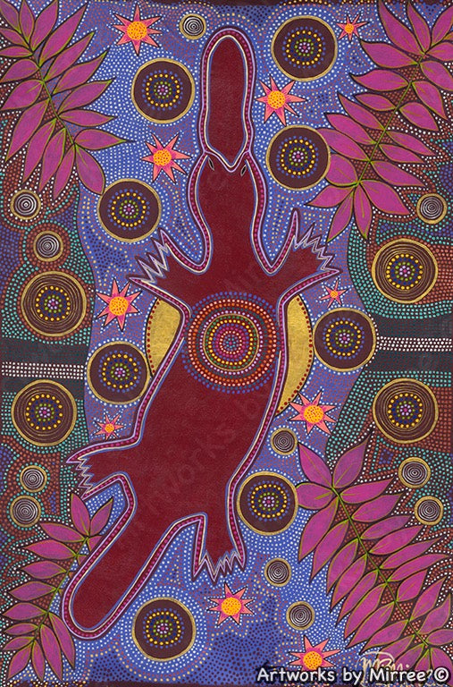 Dreamtime Platypus Contemporary Aboriginal Painting by Mirree