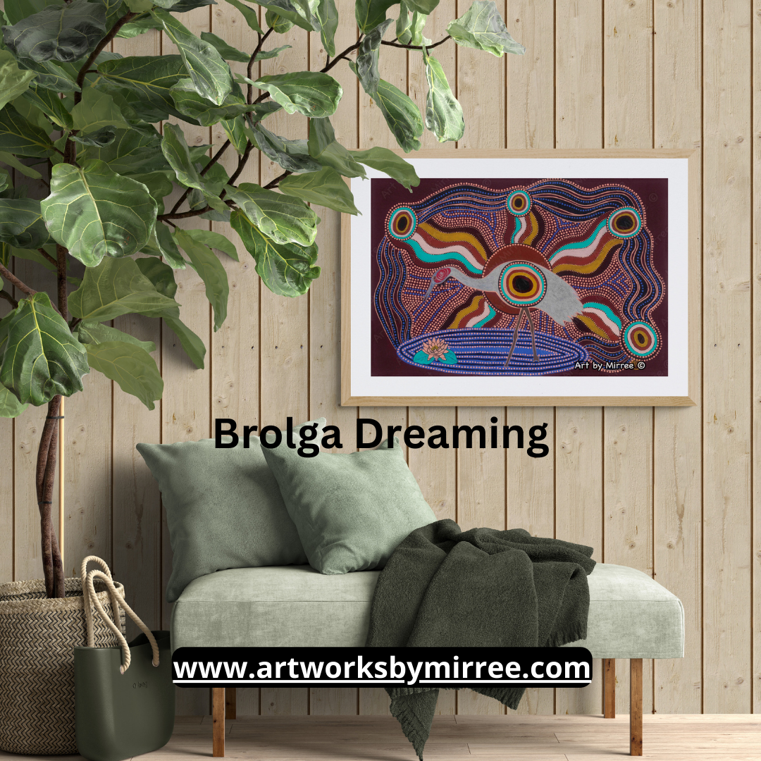 Dreamtime Brolga Contemporary Aboriginal Painting by Mirree