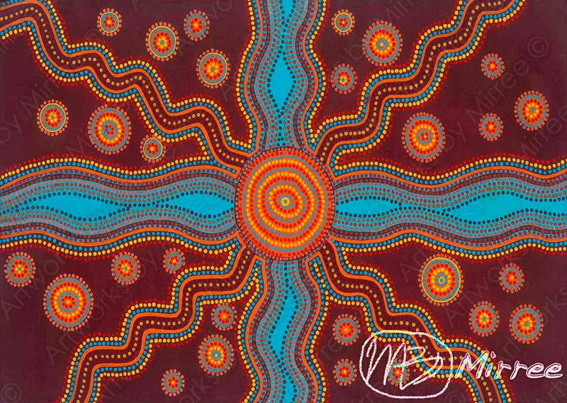 Dreamtime Family Songlines Contemporary Aboriginal Painting by Mirree