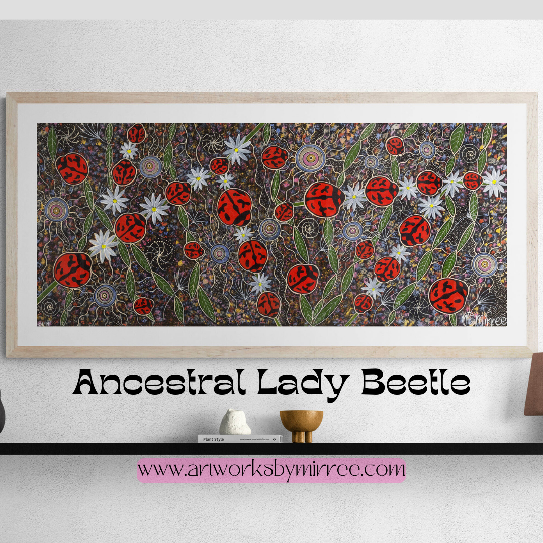 Ancestral Lady Beetle Contemporary Aboriginal Painting by Mirree