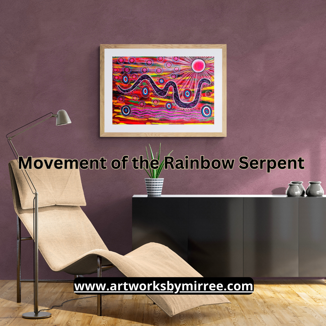 Dreamtime Rainbow Serpent Contemporary Aboriginal Painting by Mirree