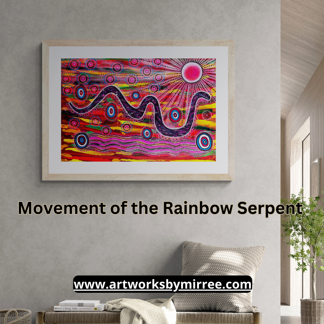 Dreamtime Rainbow Serpent Contemporary Aboriginal Painting by Mirree