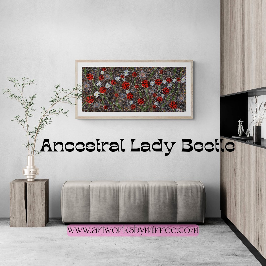 Ancestral Lady Beetle Contemporary Aboriginal Painting by Mirree