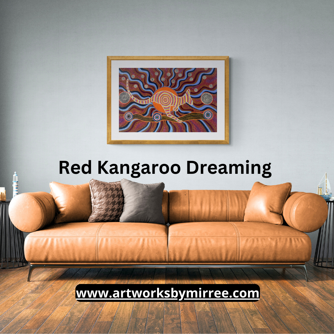 Dreamtime Red Kangaroo Contemporary Aboriginal Painting by Mirree