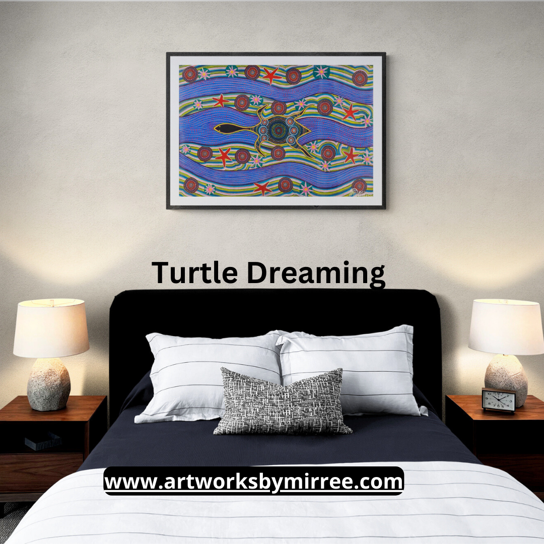 Dreamtime Snake-Head Turtle Contemporary Aboriginal Painting by Mirree