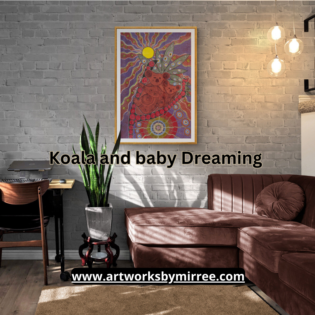 Dreamtime Koala and Baby Contemporary Aboriginal Painting by Mirree