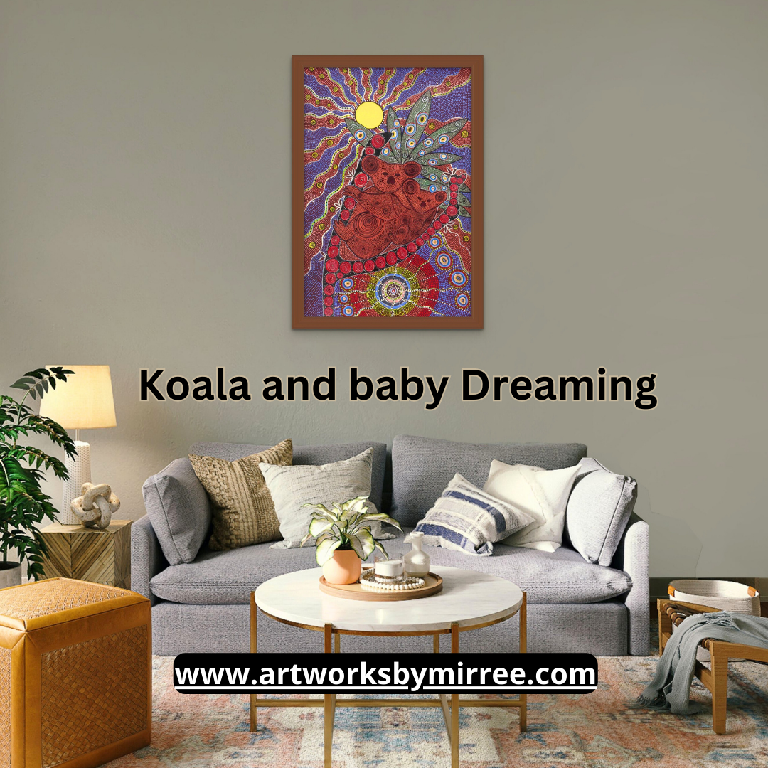 Dreamtime Koala and Baby Contemporary Aboriginal Painting by Mirree
