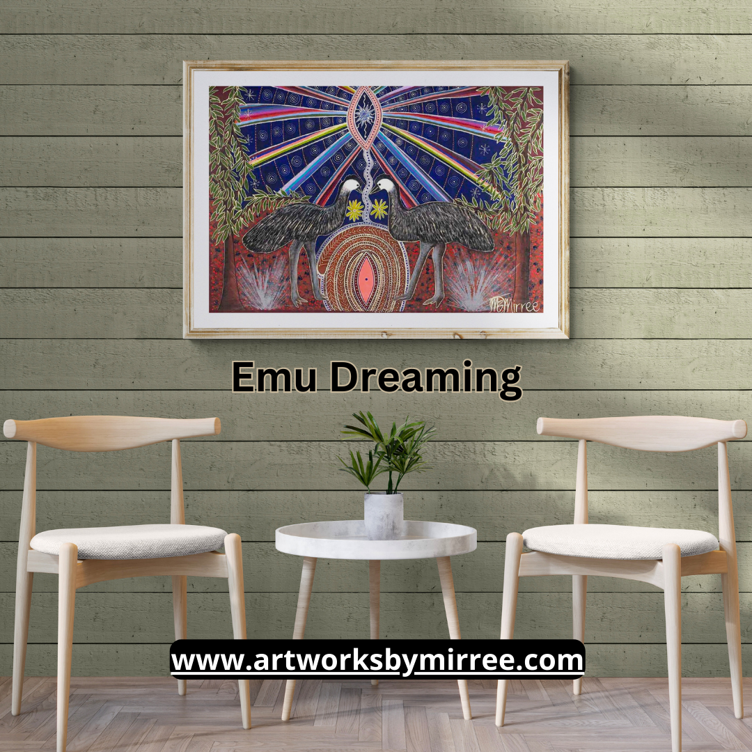 Dreamtime Emu Contemporary Aboriginal Painting by Mirree