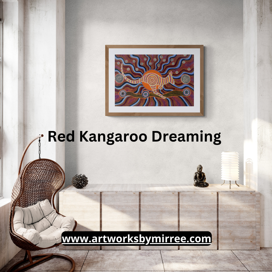 Dreamtime Red Kangaroo Contemporary Aboriginal Painting by Mirree