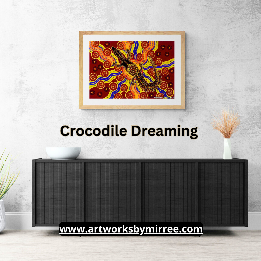 Dreamtime Crocodile Contemporary Aboriginal Painting by Mirree