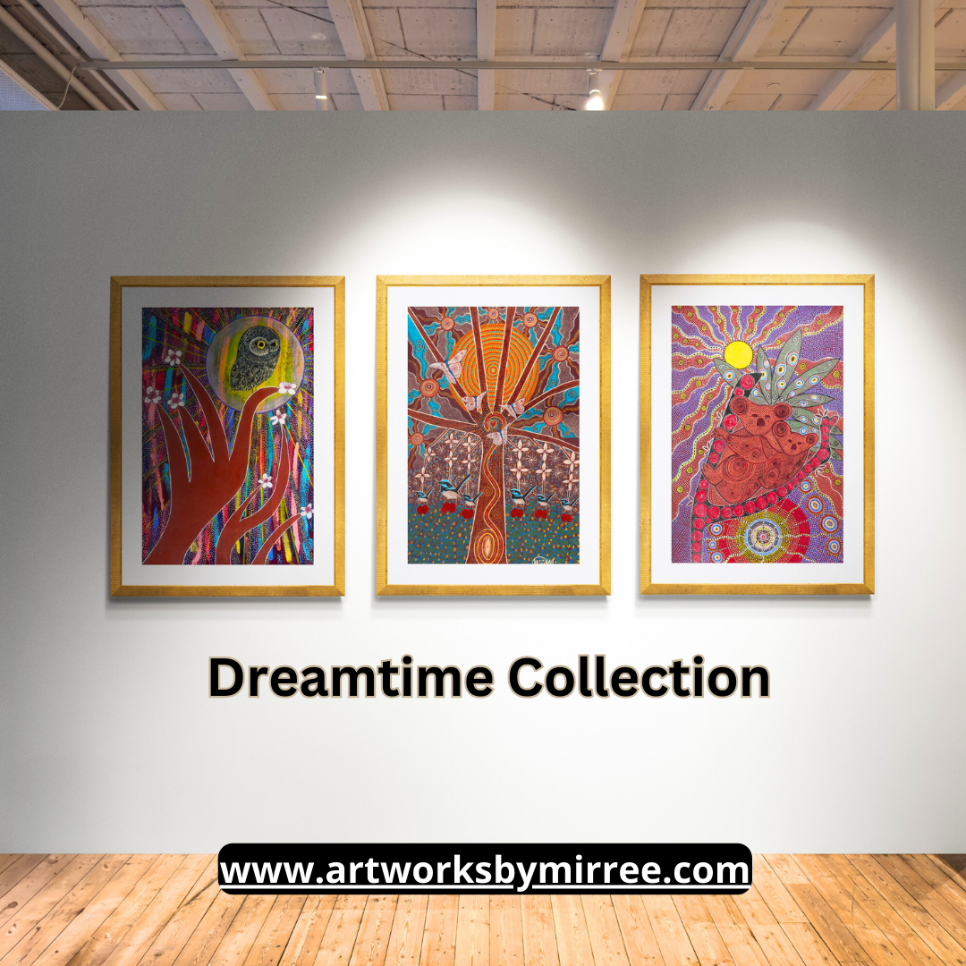 Dreamtime Day Owl Contemporary Aboriginal Painting by Mirree