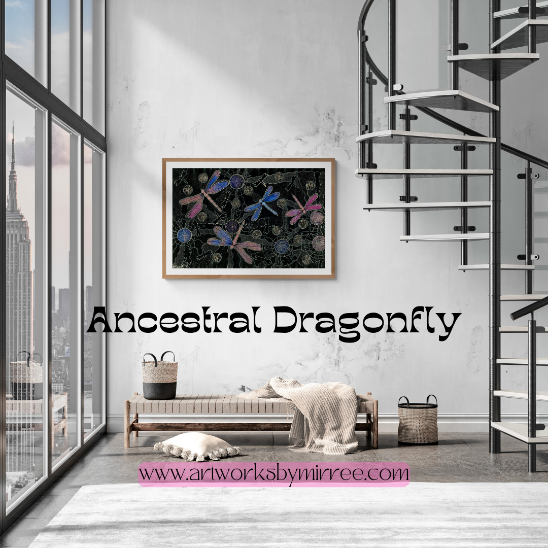 Ancestral Dragonfly Contemporary Aboriginal Painting by Mirree