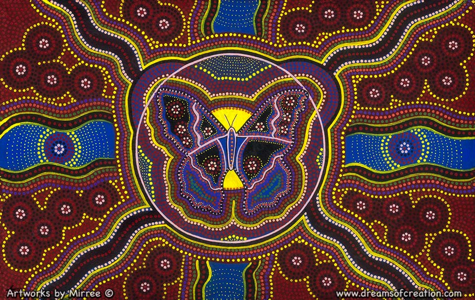 Dreamtime Butterfly Contemporary Aboriginal Painting by Mirree